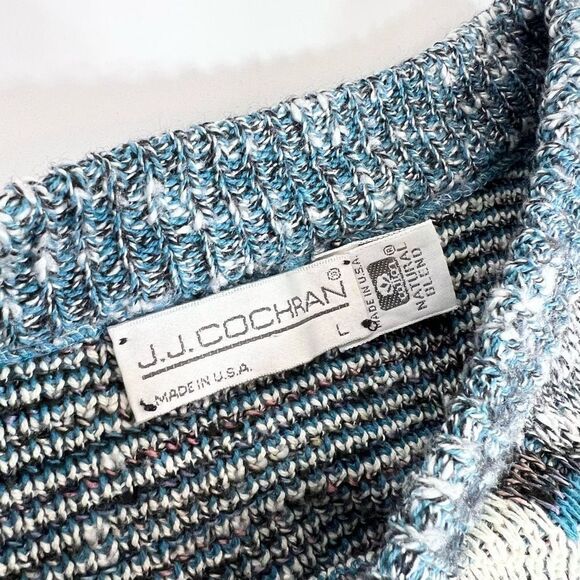 J.J. COCHRAN Sweater Men's Large Crew Neck Diamond Argyle Grandpa Dad Pullover - Picture 4 of 9